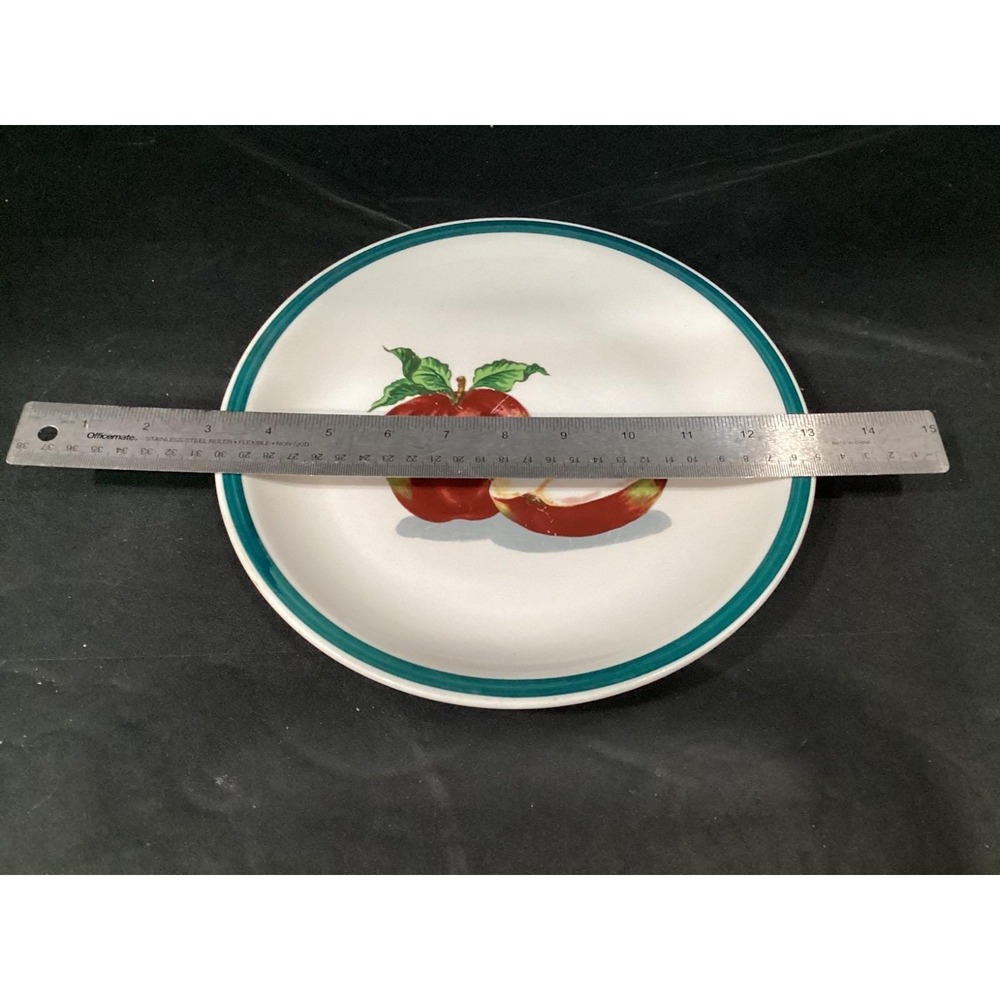 2 MSY2 Mainstays Home Apples Seeds Dinner Plates Green Rim *